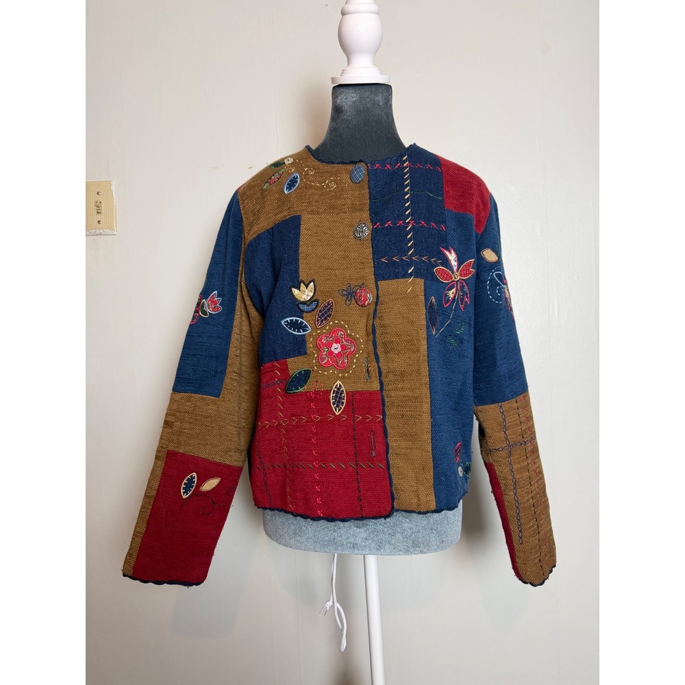 Patchwork Floral Embroidered Boho Jacket cottagecore indie hippie blazer g